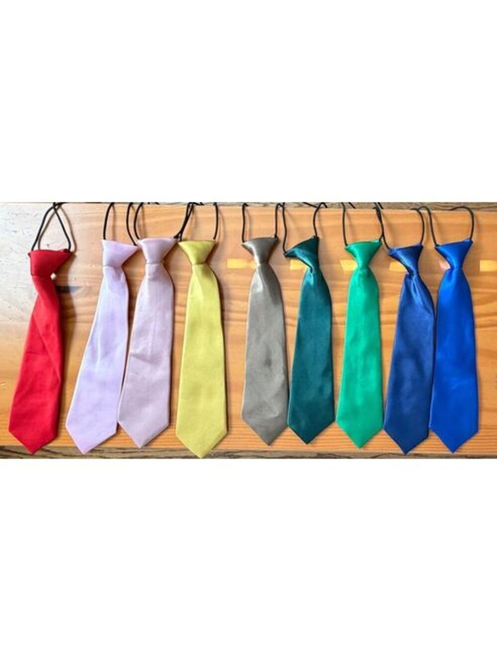 Lot of 9 Kids Boys Clip-On Neckties Multicolor Pre-Tied Elastic School Dress